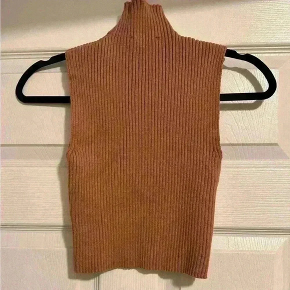 Zara Ribbed Knit Tank, Champagne - Picture 2 of 3